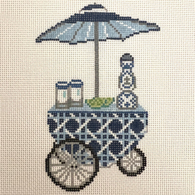 Blue Cane Tequila Cart needlepoint canvas - Bargello Needlepoint