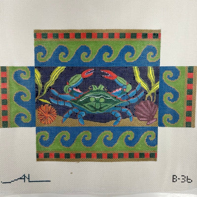 Blue Crab Brick needlepoint canvas - Bargello Needlepoint