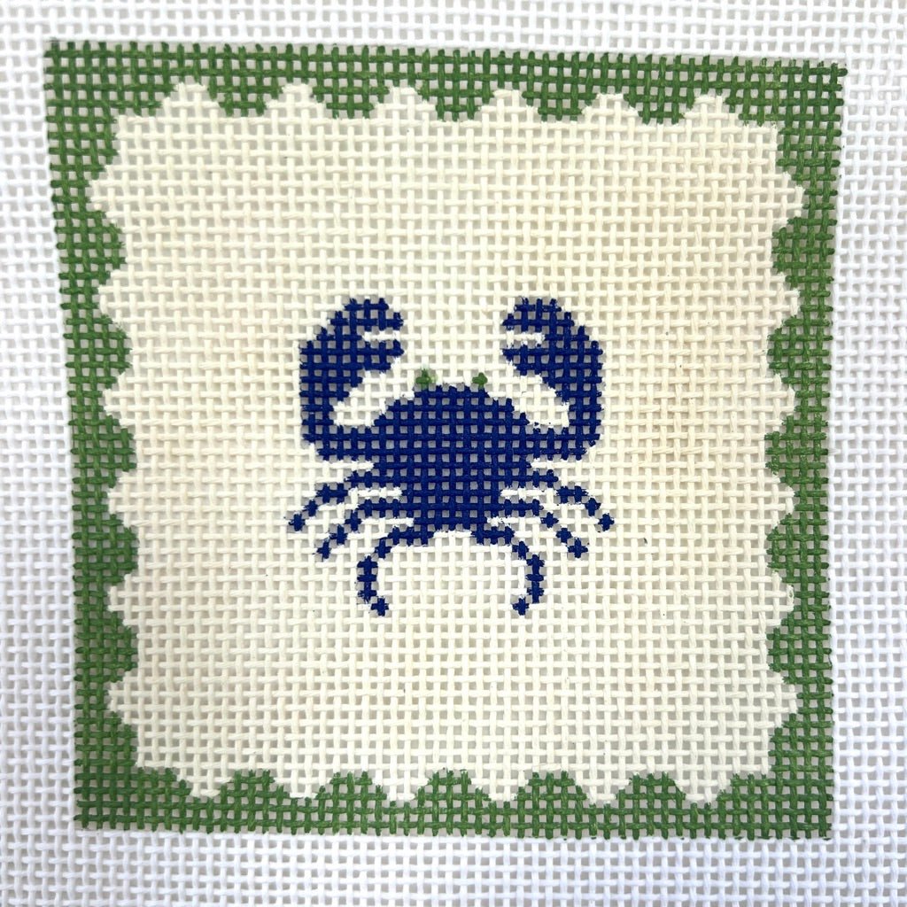 Blue Crab Coaster/Insert needlepoint canvas - Bargello Needlepoint