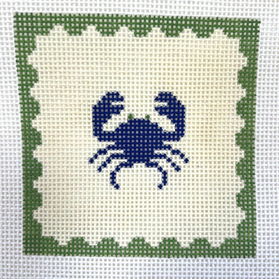 Blue Crab Coaster/Insert needlepoint canvas - Bargello Needlepoint