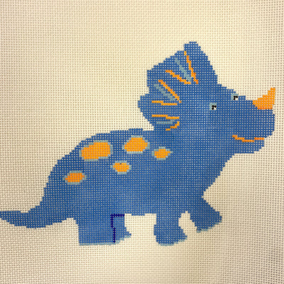 Blue Dino needlepoint canvas - Bargello Needlepoint