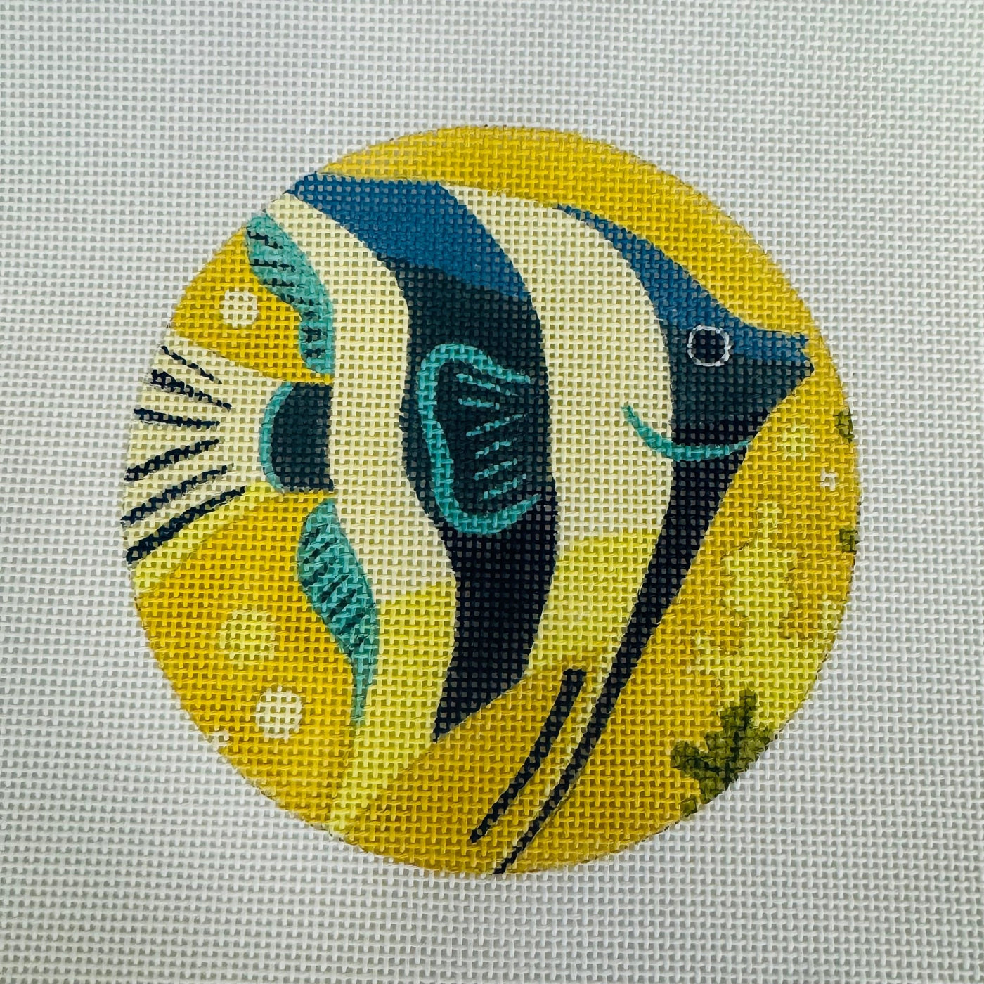 Blue Fish Ornament needlepoint canvas - Bargello Needlepoint