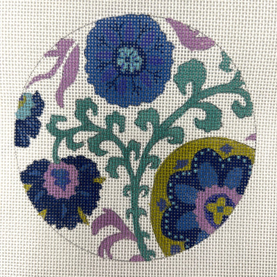 Blue Floral Ornament needlepoint canvas - Bargello Needlepoint