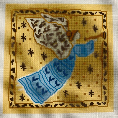 Blue & Gold Angel needlepoint canvas - Bargello Needlepoint