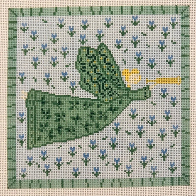 Blue & Green Angel needlepoint canvas - Bargello Needlepoint