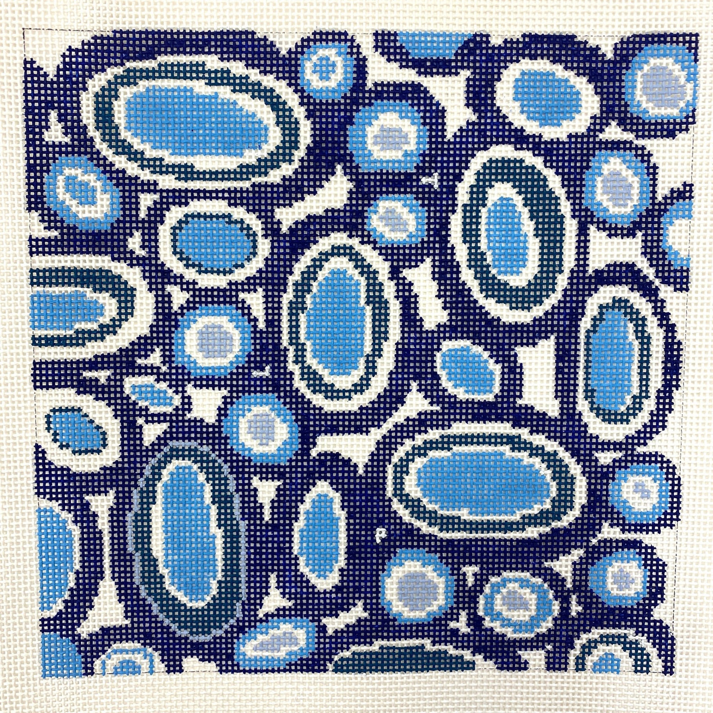 Blue, Green & White Ovals needlepoint canvas - Bargello Needlepoint