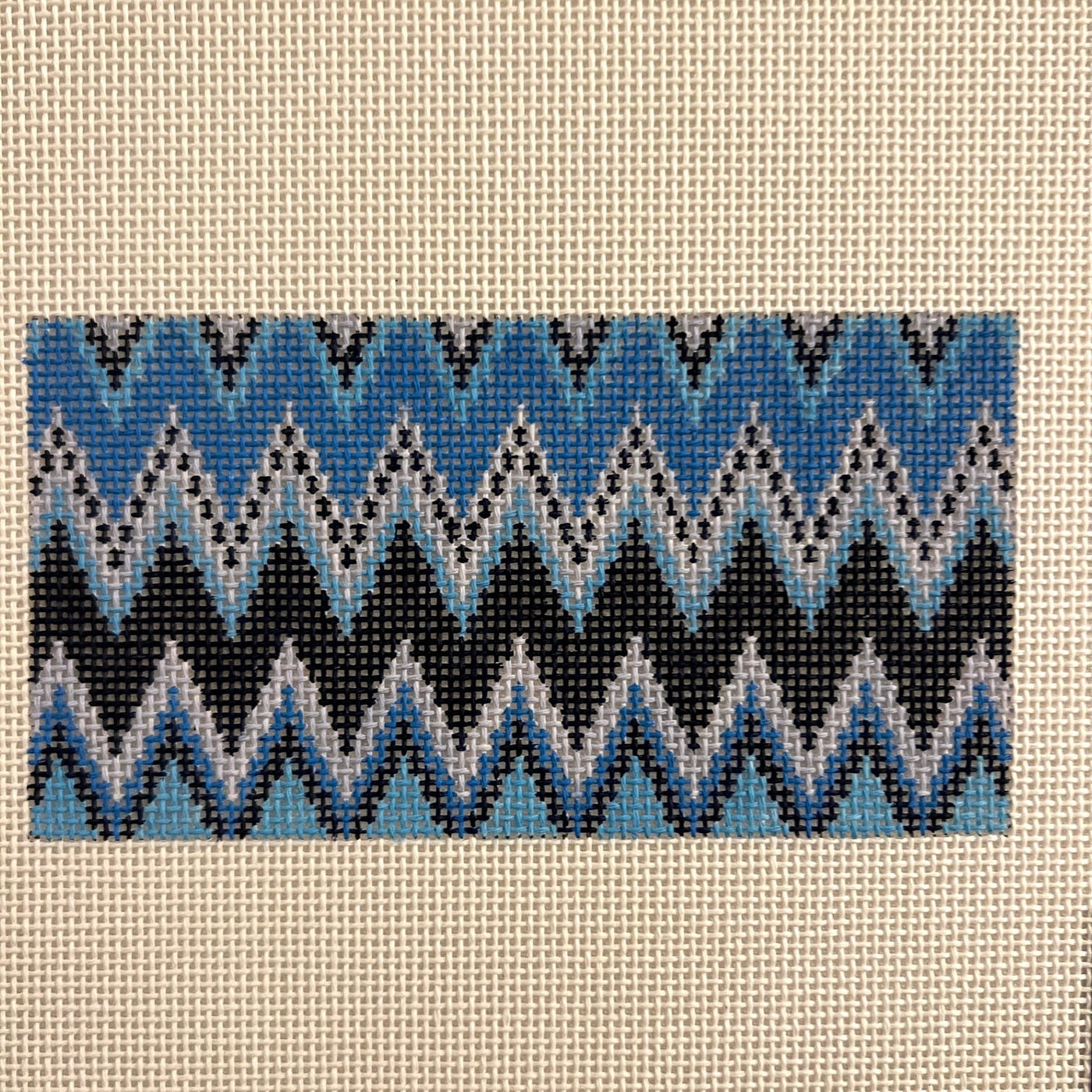 Blue Horizontal Zig Zag Insert needlepoint canvas - Bargello Needlepoint