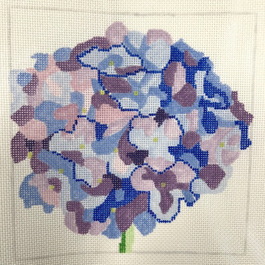 Blue Hydrangea 8" needlepoint canvas - Bargello Needlepoint