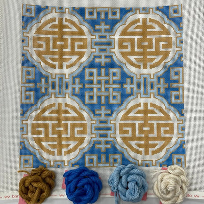 Blue Medallion Kit needlepoint canvas - Bargello Needlepoint