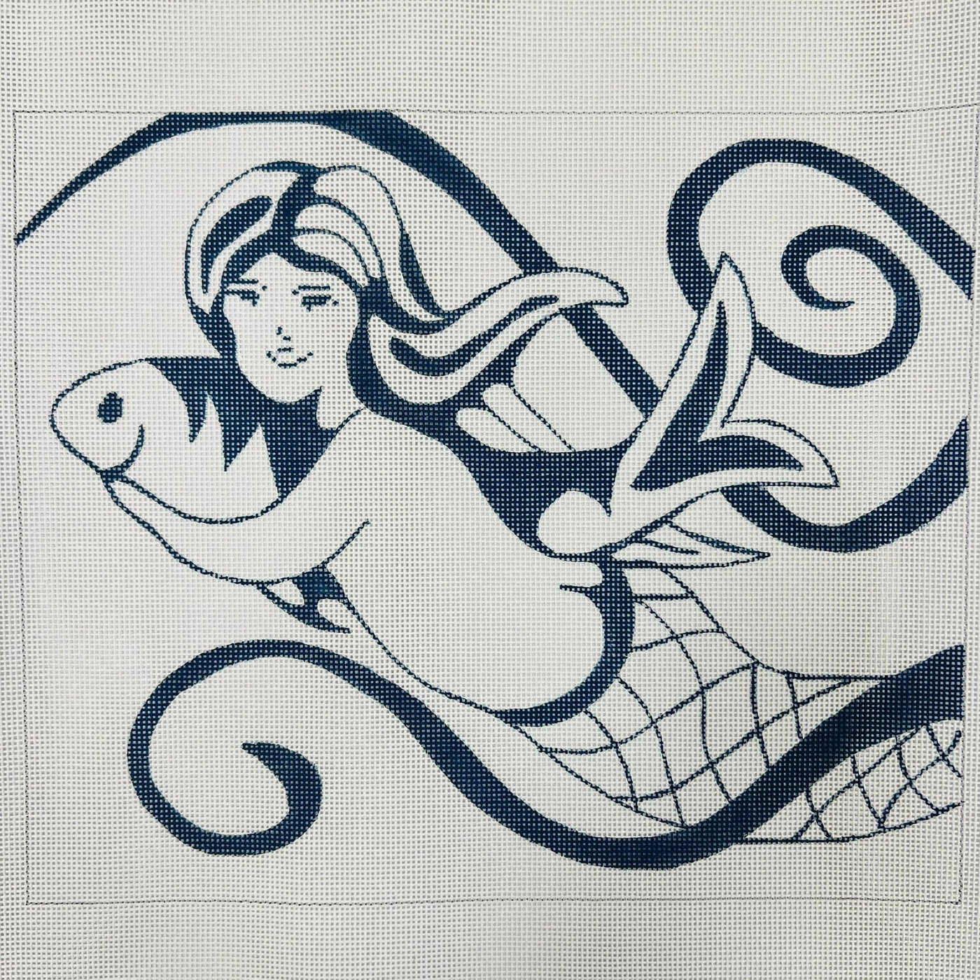 Blue Mermaid needlepoint canvas - Bargello Needlepoint