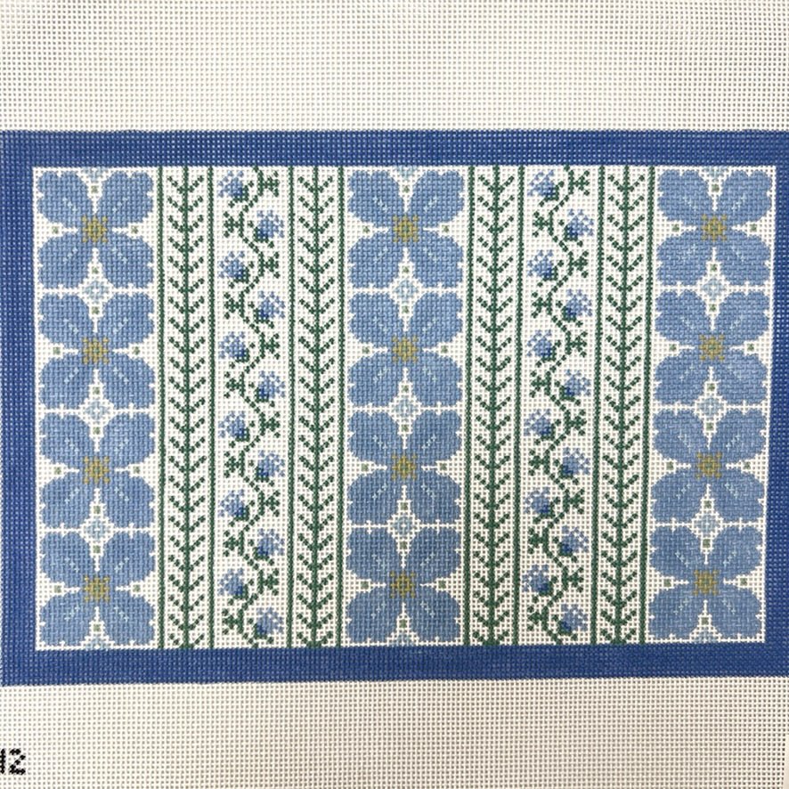 Blue Primrose Clutch needlepoint canvas - Bargello Needlepoint