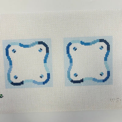 Blue Squiggle x2 Coasters needlepoint canvas - Bargello Needlepoint