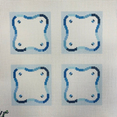 Blue Squiggle x4 Coasters needlepoint canvas - Bargello Needlepoint