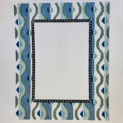 Blue Squiggles Frame needlepoint canvas - Bargello Needlepoint