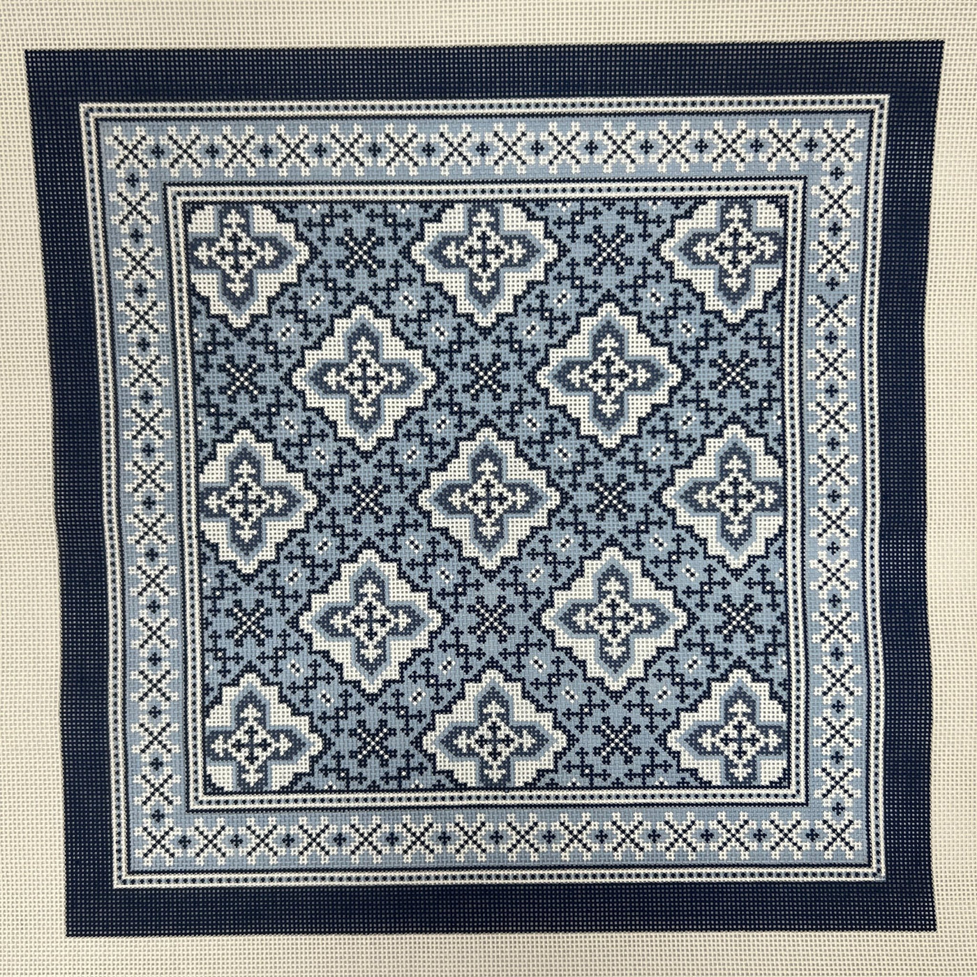 Blue & White Global Tile needlepoint canvas - Bargello Needlepoint