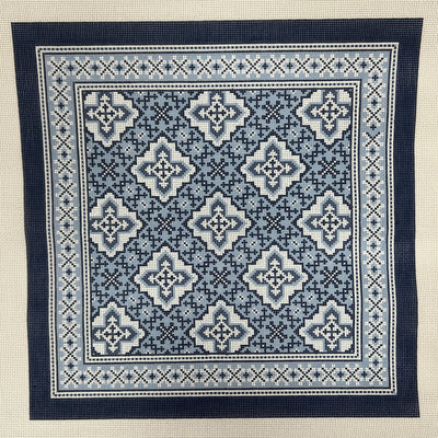 Blue & White Global Tile needlepoint canvas - Bargello Needlepoint