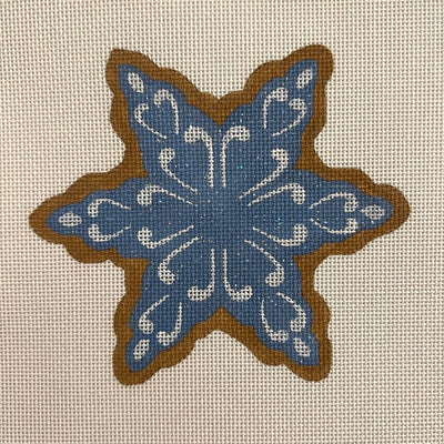 Blue with White Snowflake Ornament needlepoint canvas - Bargello Needlepoint