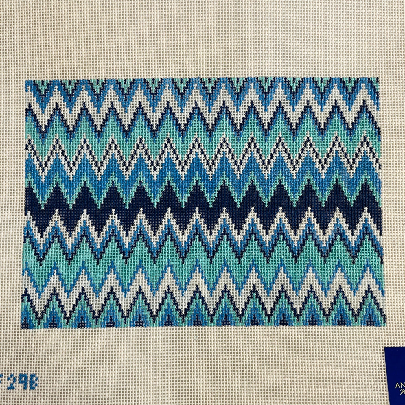 Blue ZigZag Clutch needlepoint canvas - Bargello Needlepoint