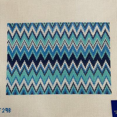 Blue ZigZag Clutch needlepoint canvas - Bargello Needlepoint