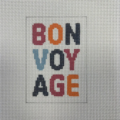 Bon Voy Age Passport Insert in Pink, Blue and Orange needlepoint canvas - Bargello Needlepoint