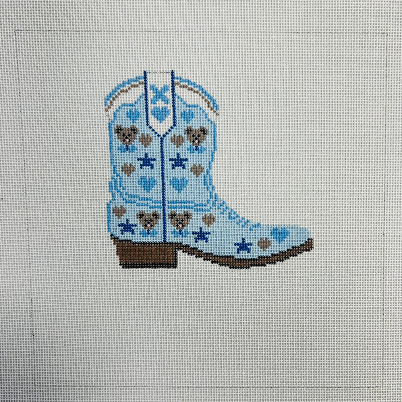 Boot Scoot Blue needlepoint canvas - Bargello Needlepoint