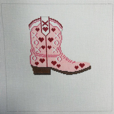 Boot Scoot Pink needlepoint canvas - Bargello Needlepoint