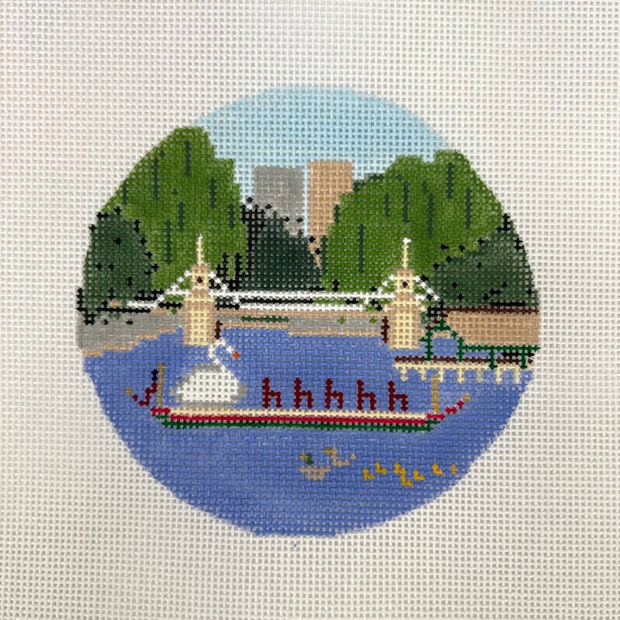 Boston Public Gardens Ornament With Stitch Guide needlepoint canvas - Bargello Needlepoint