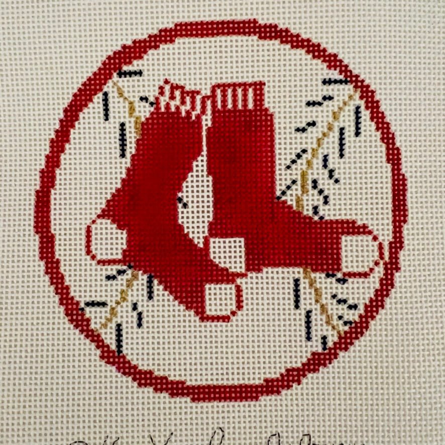 Boston Red Sox Round needlepoint canvas - Bargello Needlepoint