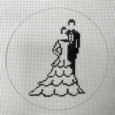 Bride & Groom Silhouette Ornament needlepoint canvas - Bargello Needlepoint