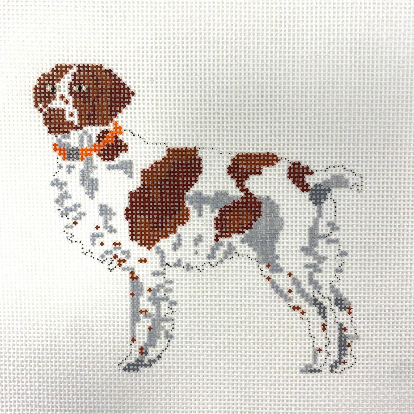 Brittany Spaniel needlepoint canvas - Bargello Needlepoint