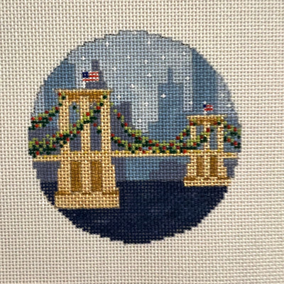 Brooklyn Bridge Holiday Ornament needlepoint canvas - Bargello Needlepoint