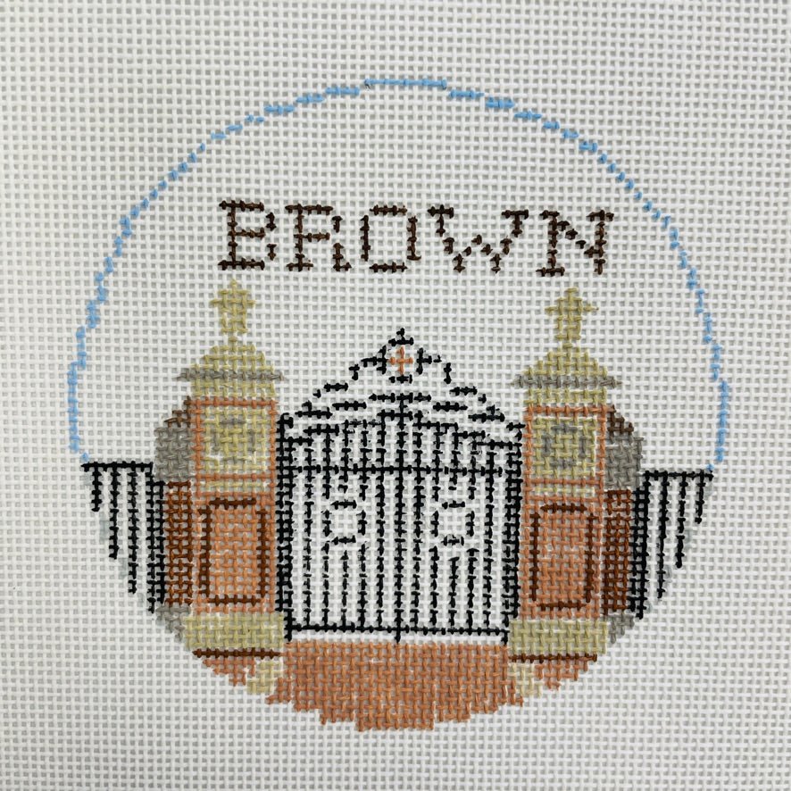 Brown University Round Ornament needlepoint canvas - Bargello Needlepoint