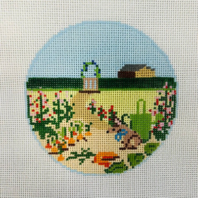 Bunny in Garden Ornament with Stitch Guide needlepoint canvas - Bargello Needlepoint