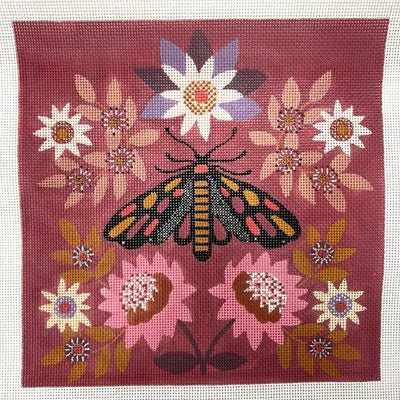 Butterfly with Flowers needlepoint canvas - Bargello Needlepoint