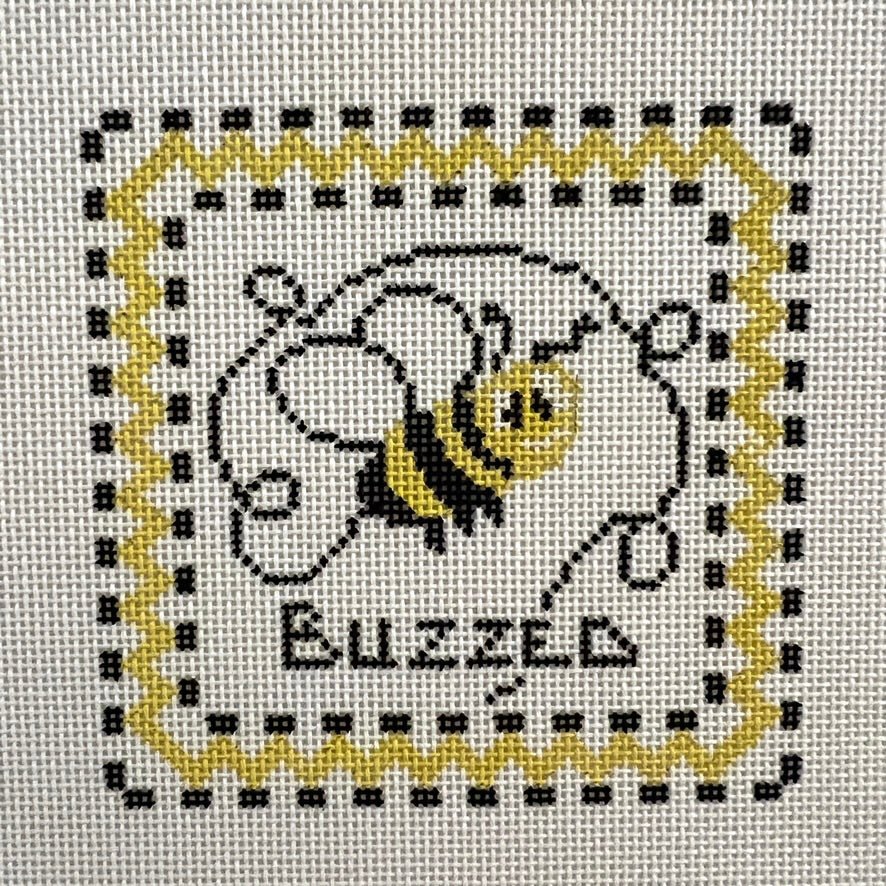 Buzzed Bee Coaster needlepoint canvas - Bargello Needlepoint