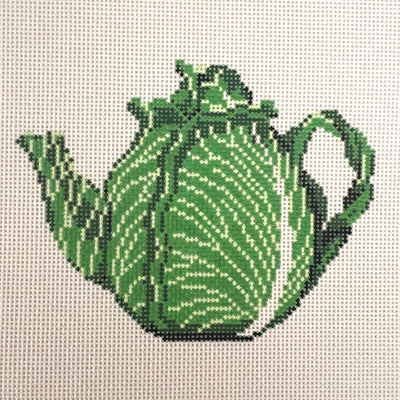 Cabbage Teapot needlepoint canvas - Bargello Needlepoint