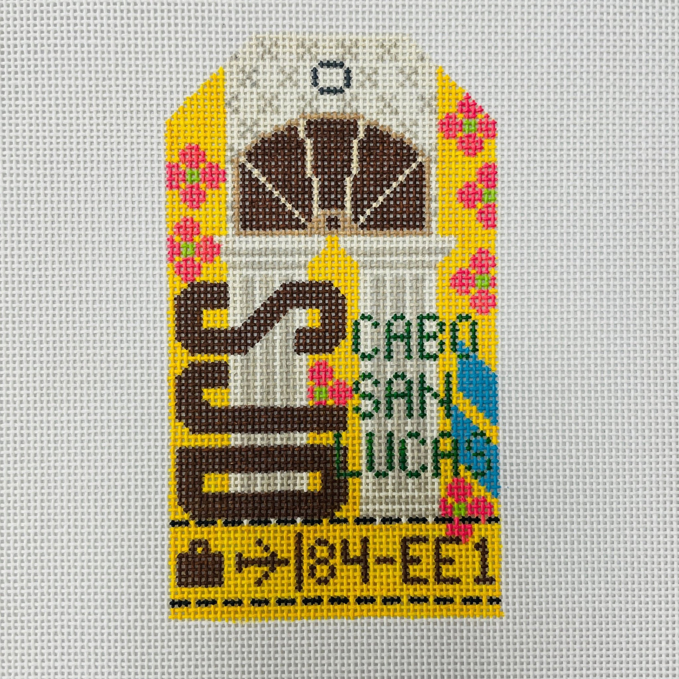 Cabo San Lucas SJD Travel Tag needlepoint canvas - Bargello Needlepoint