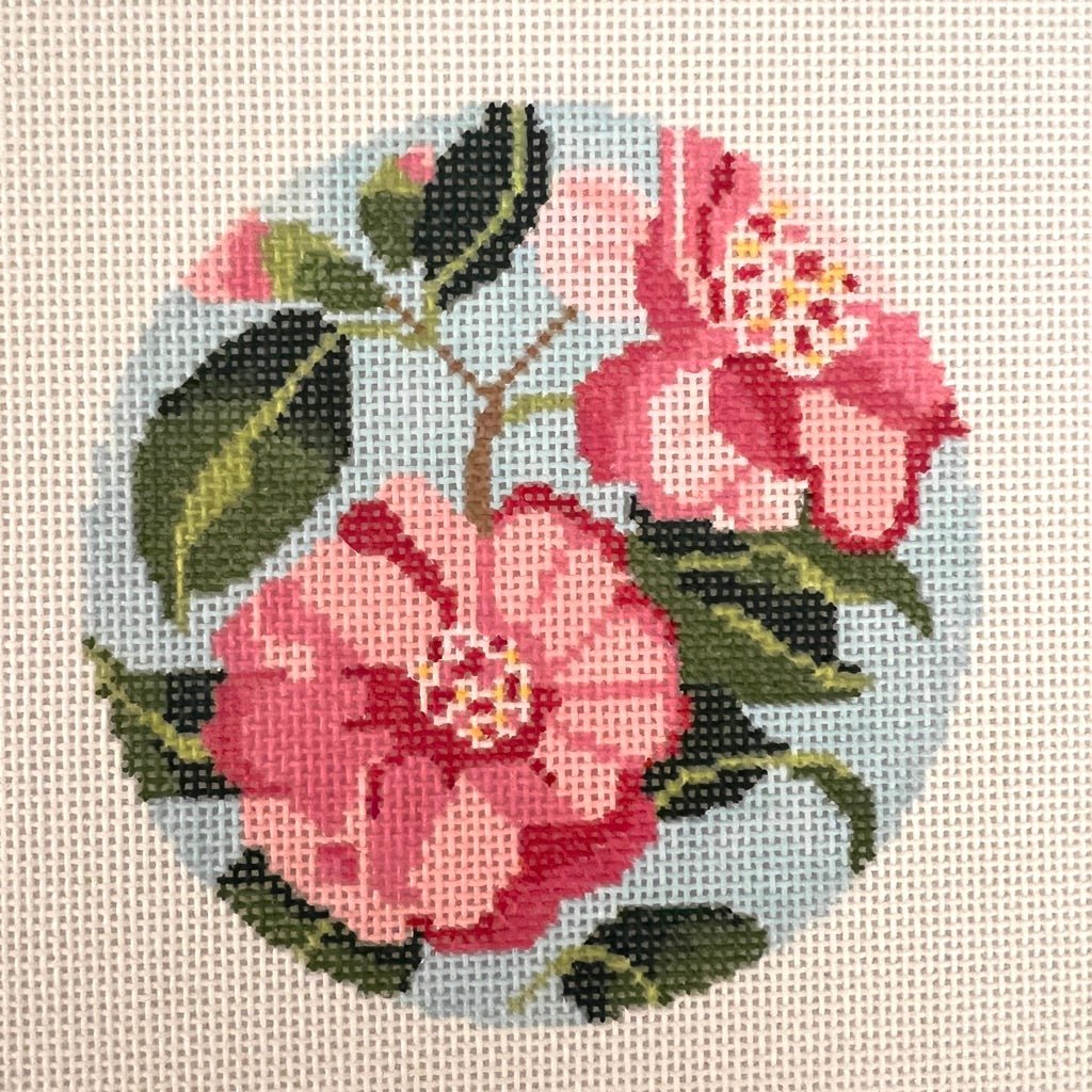 Camellia Round needlepoint canvas - Bargello Needlepoint