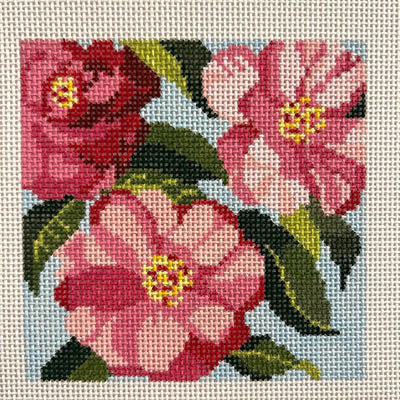 Camellia Square needlepoint canvas - Bargello Needlepoint