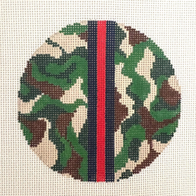 Camo Round Insert needlepoint canvas - Bargello Needlepoint