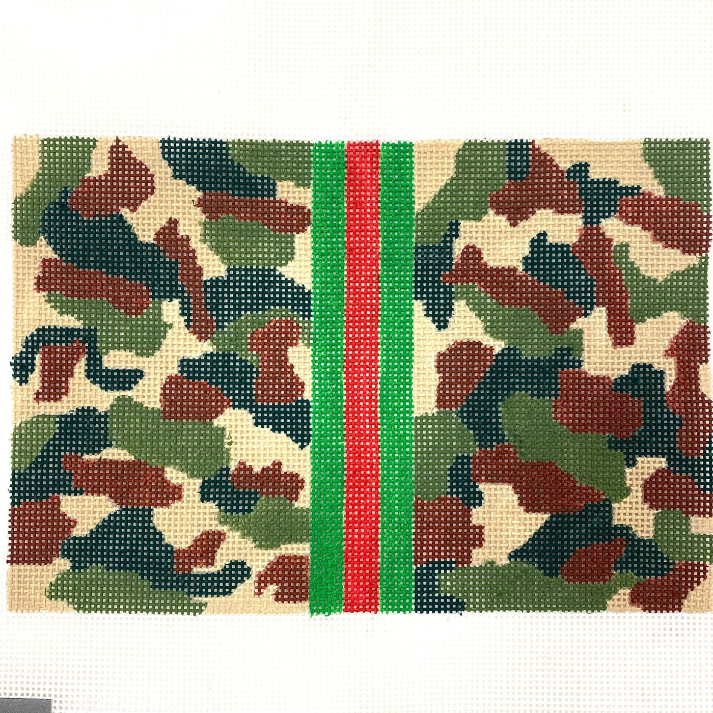 Camouflage Clutch - Khaki needlepoint canvas - Bargello Needlepoint