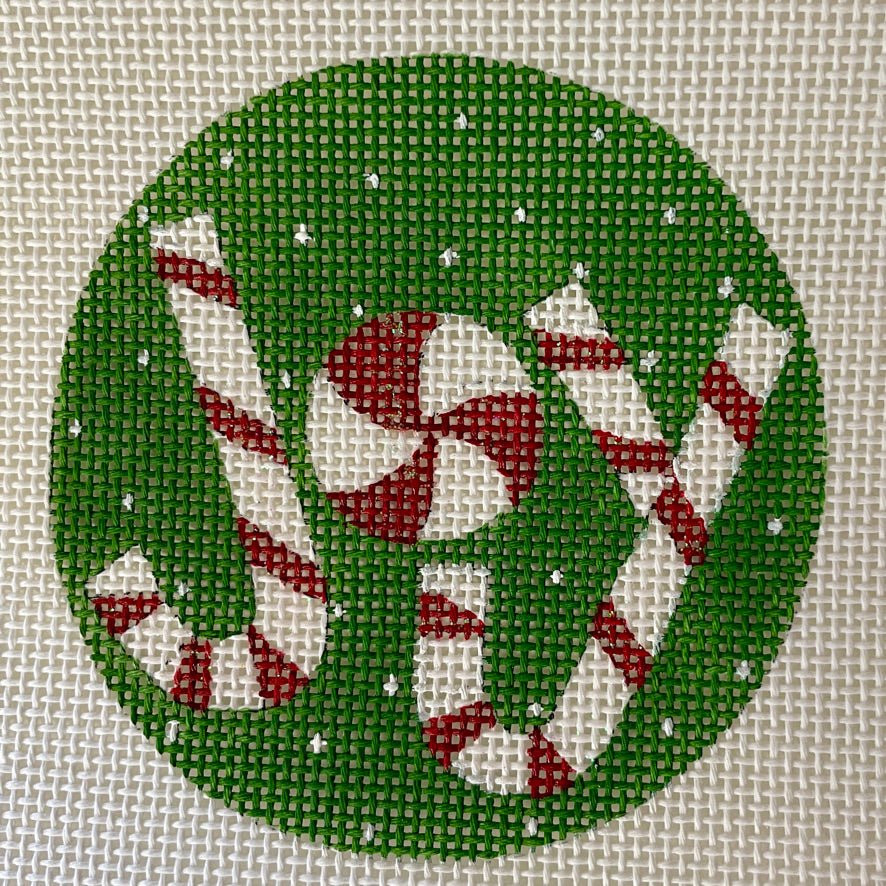 Candy Cane Joy Ornament needlepoint canvas - Bargello Needlepoint