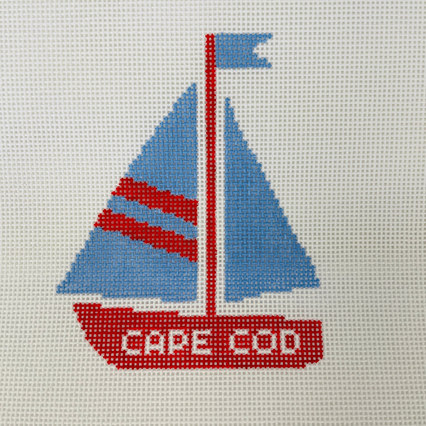 Cape Cod Sailboat Ornament needlepoint canvas - Bargello Needlepoint