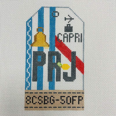 Capri PRJ Travel Tag needlepoint canvas - Bargello Needlepoint