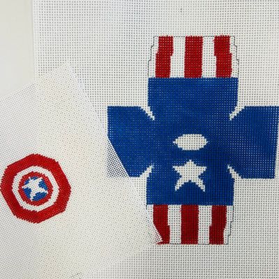 Captain America Topper Ornament needlepoint canvas - Bargello Needlepoint