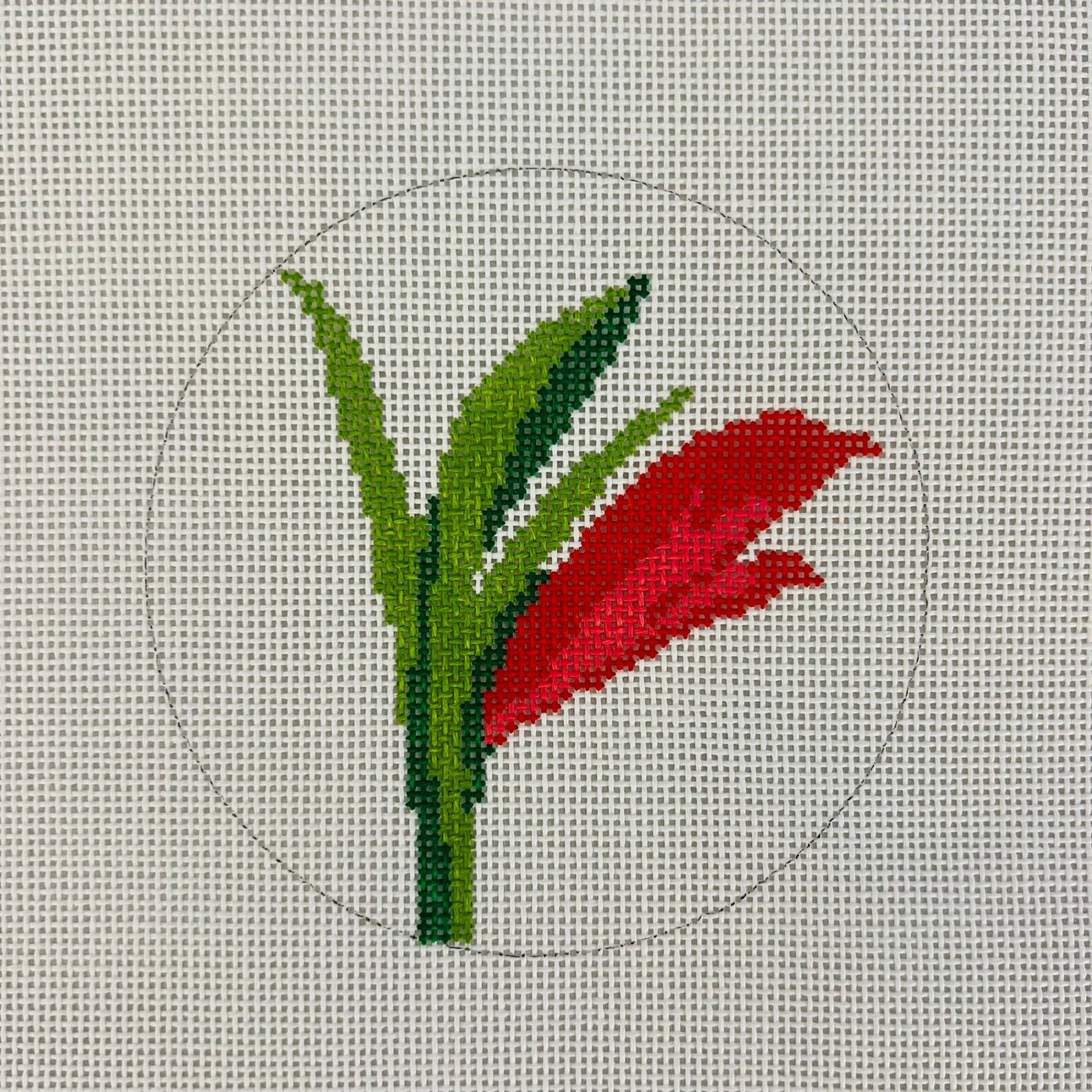 Card Art Ornament - Amaryllis needlepoint canvas - Bargello Needlepoint