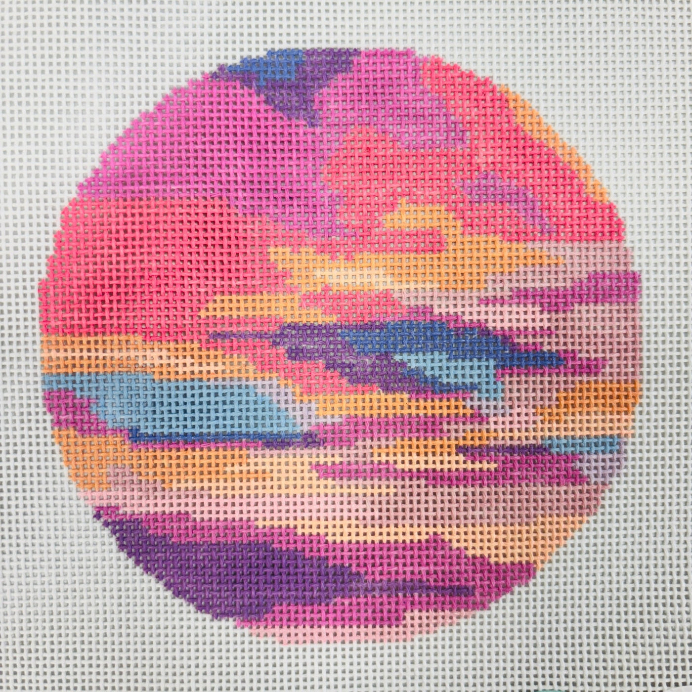 Carolina Cotton Candy Sky Round needlepoint canvas - Bargello Needlepoint