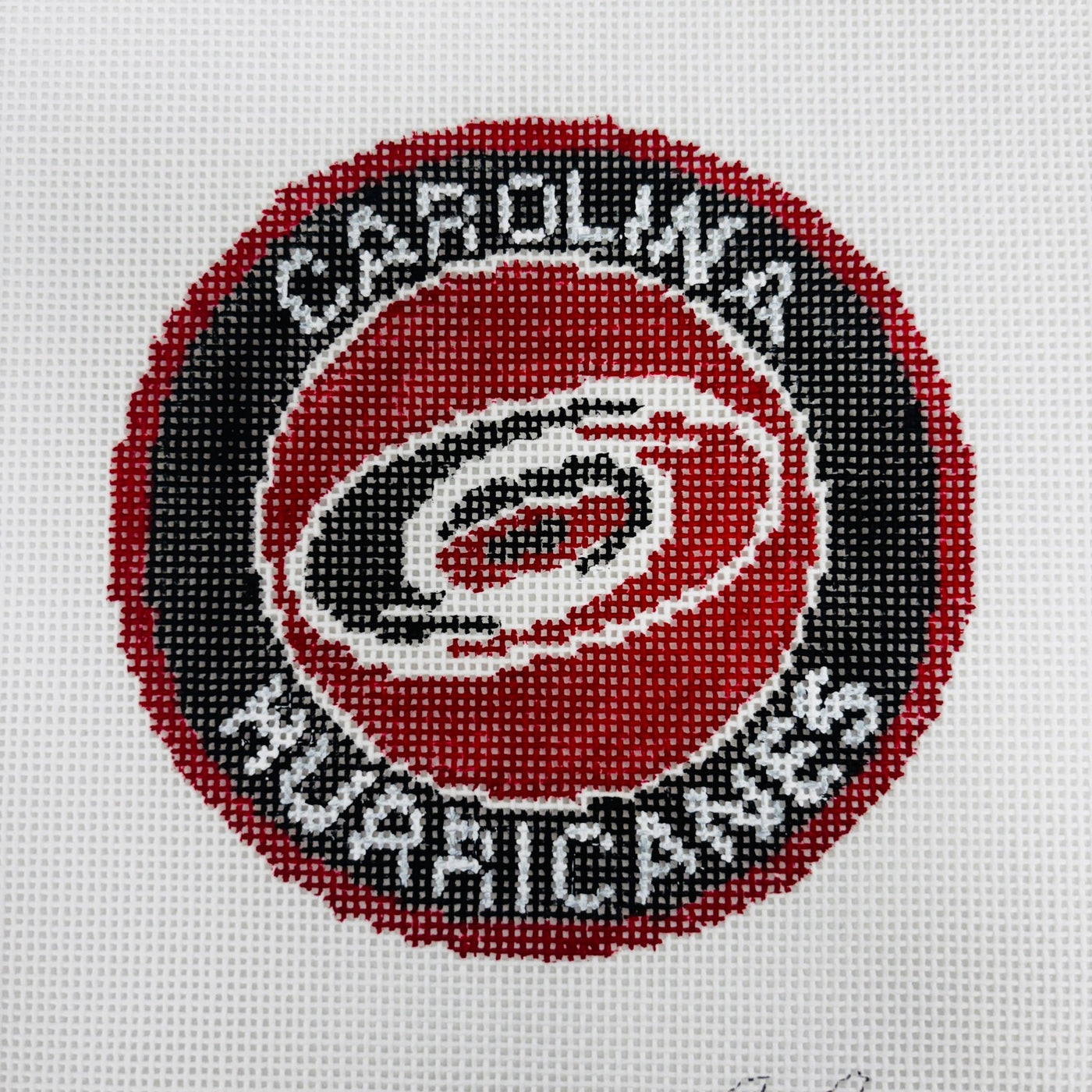 Carolina Hurricanes Round needlepoint canvas - Bargello Needlepoint