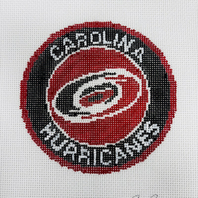 Carolina Hurricanes Round needlepoint canvas - Bargello Needlepoint