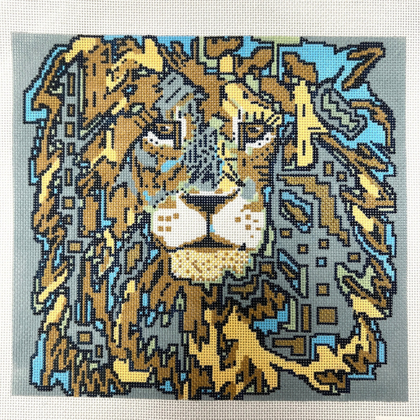 Cecil the Lion needlepoint canvas - Bargello Needlepoint